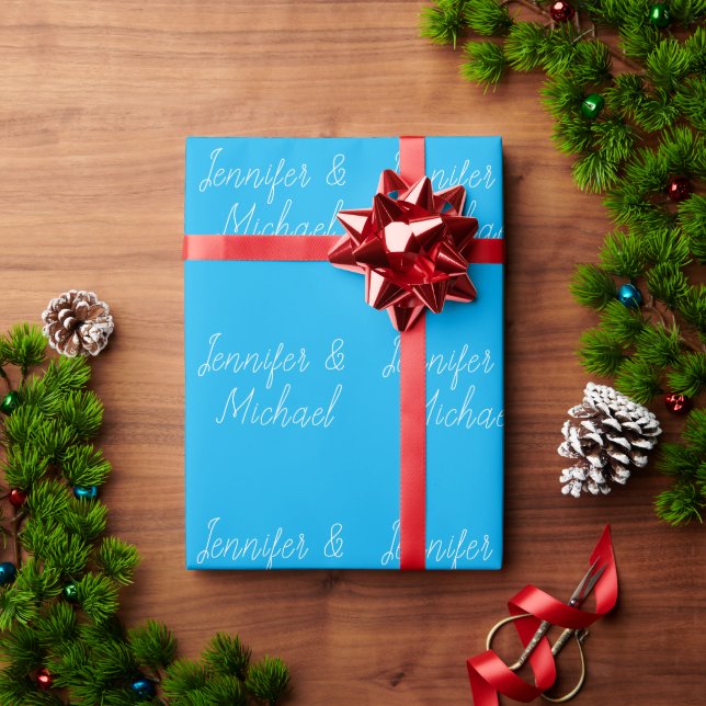 Wedding Professional Classical Handwriting Blue Wrapping Paper (Holiday Gift)