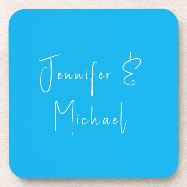 Wedding Professional Classical Sky Blue Beverage Coaster (Front)