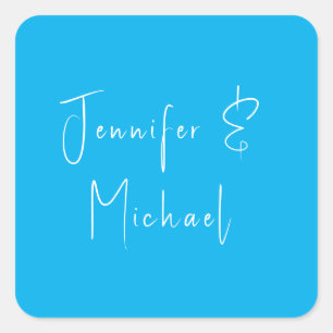 Wedding Professional Classical Sky Blue Square Sticker