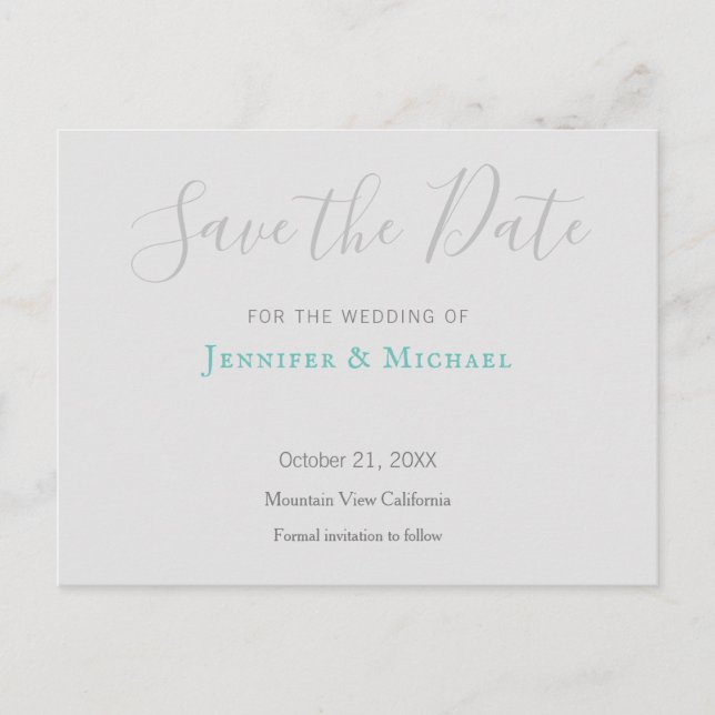 Wedding Professional Design Modern Save the Date Announcement Postcard (Front)