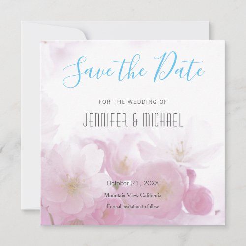 Wedding Professional Floral Modern Sky Blue Save The Date