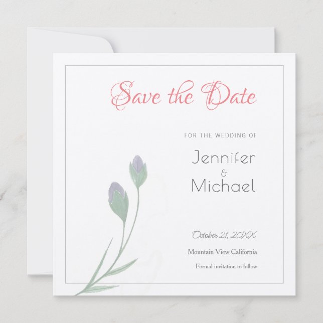 Wedding Professional Flower Design Save the Date Invitation (Front)