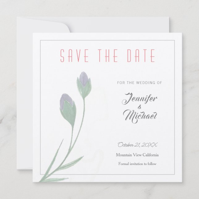 Wedding Professional Flower Design Save the Date Invitation (Front)