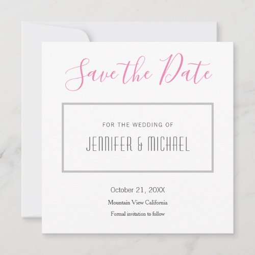 Wedding Professional Minimalist Plain Modern Save The Date