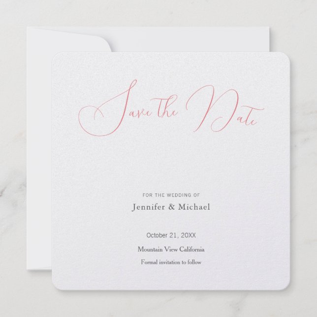 Wedding Professional Minimalist Plain Modern Save The Date (Front)