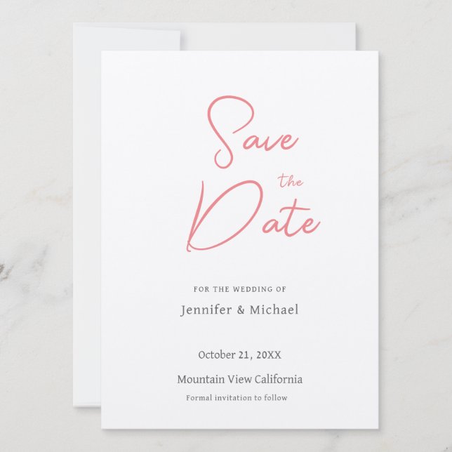 Wedding Professional Minimalist Plain Modern Save The Date (Front)