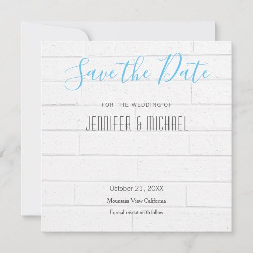 Wedding Professional Wall Design Modern Sky Blue Save The Date