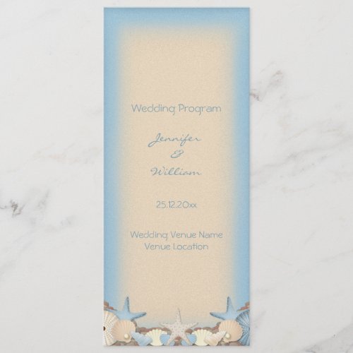 Wedding Program Beautiful Tropical Beach Shells