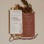Wedding Program Boho Ceremony program Floral<br><div class="desc">Boho floral wedding program,  double-sided. The main color of the program card is beige,  with terracotta floral and a boho font combination.</div>