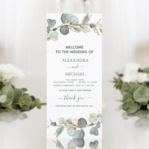 Wedding Program Card Eucalyptus Greenery Succulent