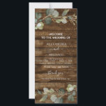 Wedding Program Card Eucalyptus Rustic Country<br><div class="desc">Eucalyptus Greenery Succulent Botanical Watercolor Spring Wedding Program Card on Rustic Country Outdoor Wood background - includes beautiful and elegant script typography with modern botanical leaves and greenery for the special Wedding day celebration.</div>