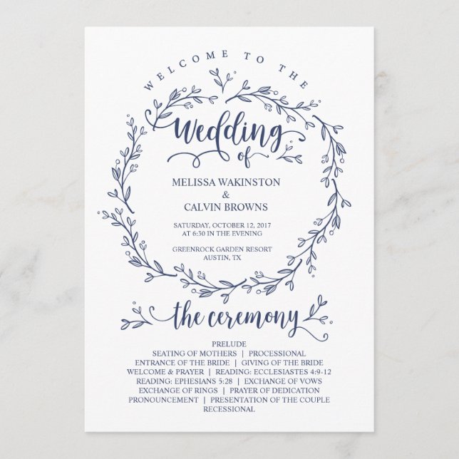 Wedding program card rustic theme TED418A_1 (Front)