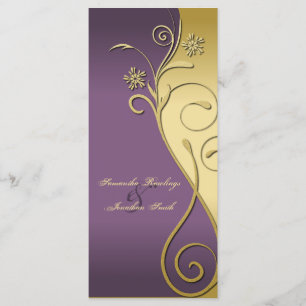 Wedding Program - Classy Purple & Gold Floral