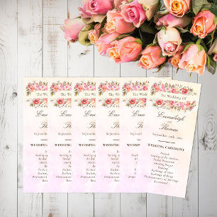 Wedding Program Coral Watercolor Floral