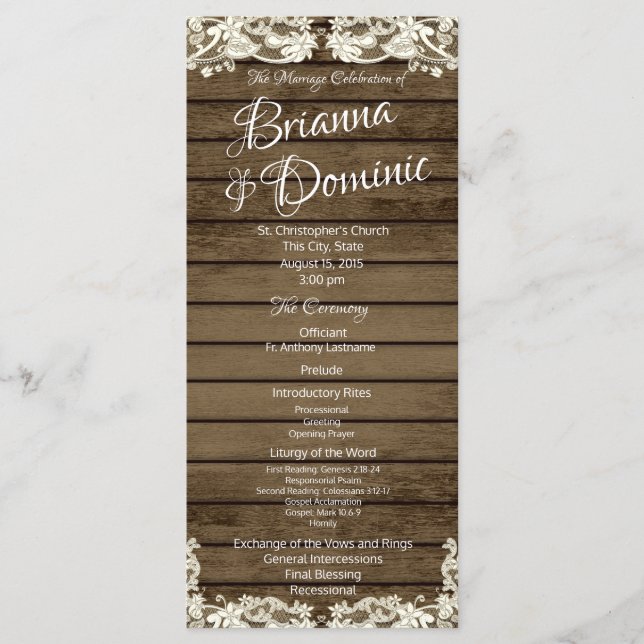 Wedding Program Country Barn Romance (Front)