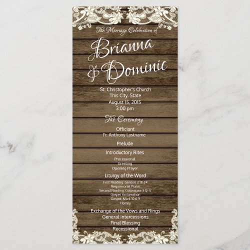 Wedding Program Country Barn Romance