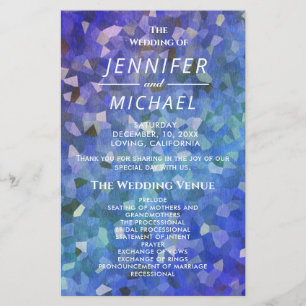 Wedding Program Crystal Blue Lavender