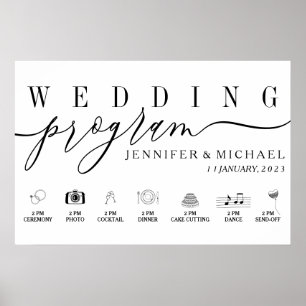 Wedding Program Custom Icons Timeline menu Poster