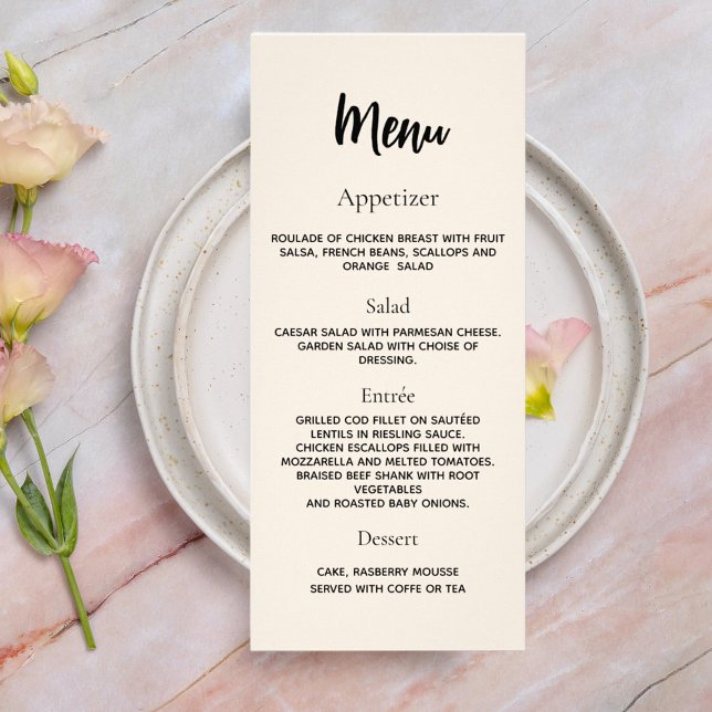 Wedding program dinner menu beige (Creator Uploaded)