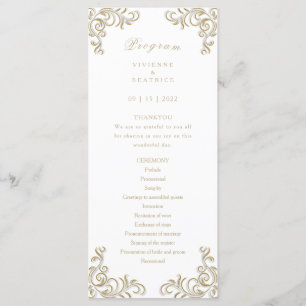 Wedding program elegant gold decorative scroll