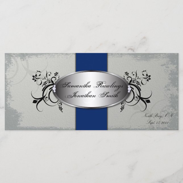 Wedding Program Elegant Gray Royal Vintage Floral (Front)