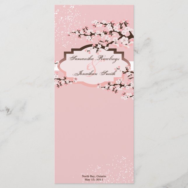 Wedding Program - Elegant Pink Cherry Blossoms (Front)