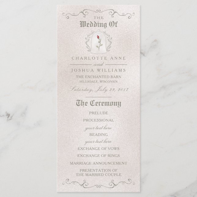 WEDDING PROGRAM | Elegant Red Rose of Beauty (Front)