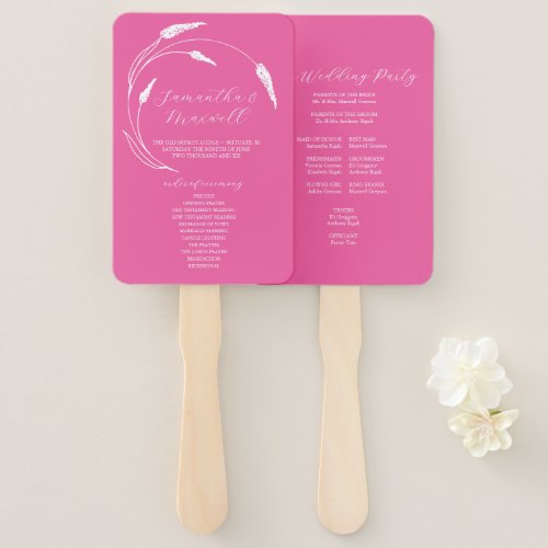 Wedding Program Fan Fuchsia Line Art