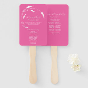 Wedding Program Fan Fuchsia Line Art