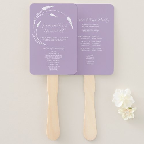 Wedding Program Fan Lavender Line Art