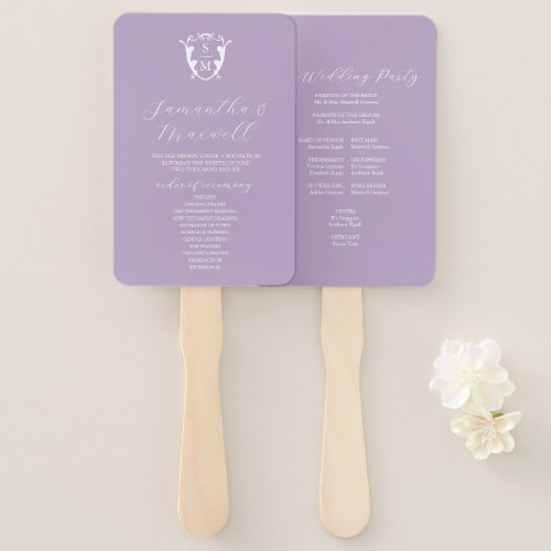 Wedding Program Fan Lilac Classic Monogram