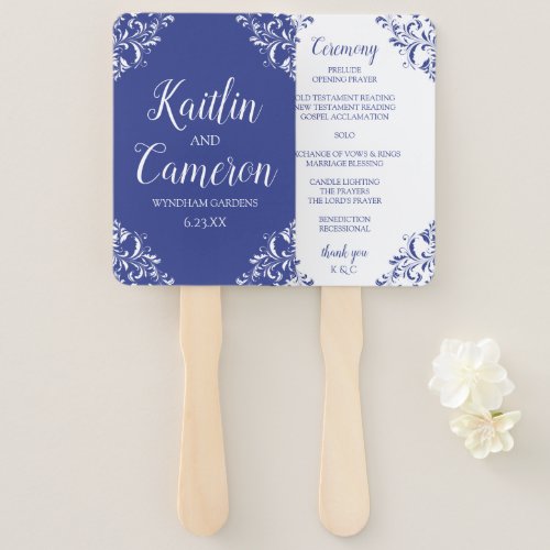 Wedding Program Fan  Nadine Royal Blue 4x6