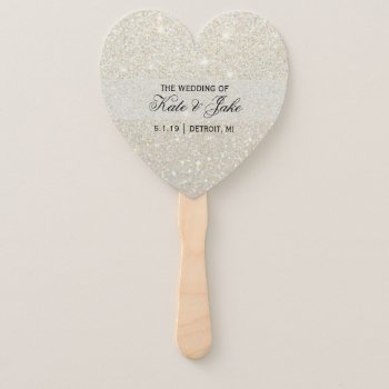 Wedding Program Fan - White Gold Glitter Fab by Evented at Zazzle