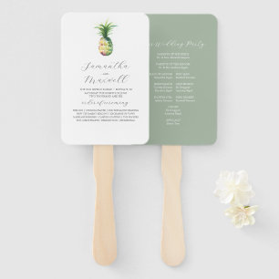 Wedding Program Fans Watercolor Pineapple