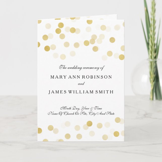 Wedding Program Faux Gold Foil Glitter Lights (Front)