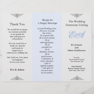 Wedding Program Folder Blue Gray