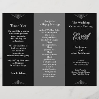 Wedding Program Folder Classic Dark Grey