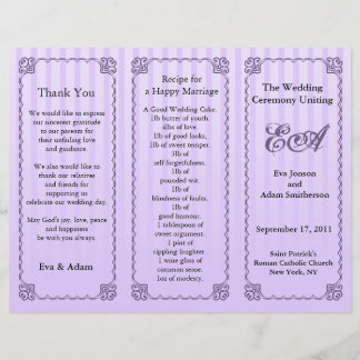 Wedding Program Folder Classic Purple Stripe