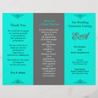 Wedding Program Folder Classic Teal Grey