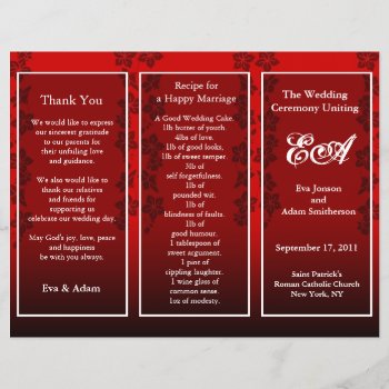 Wedding Program Folder Floral Red by pixibition at Zazzle
