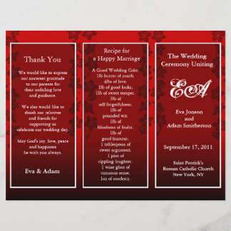 Wedding Program Folder Floral Red