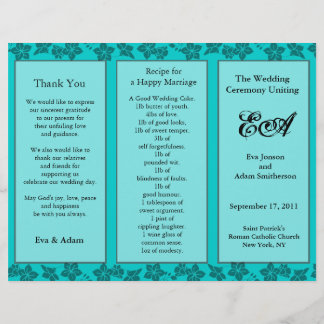 Wedding Program Folder Floral Teal
