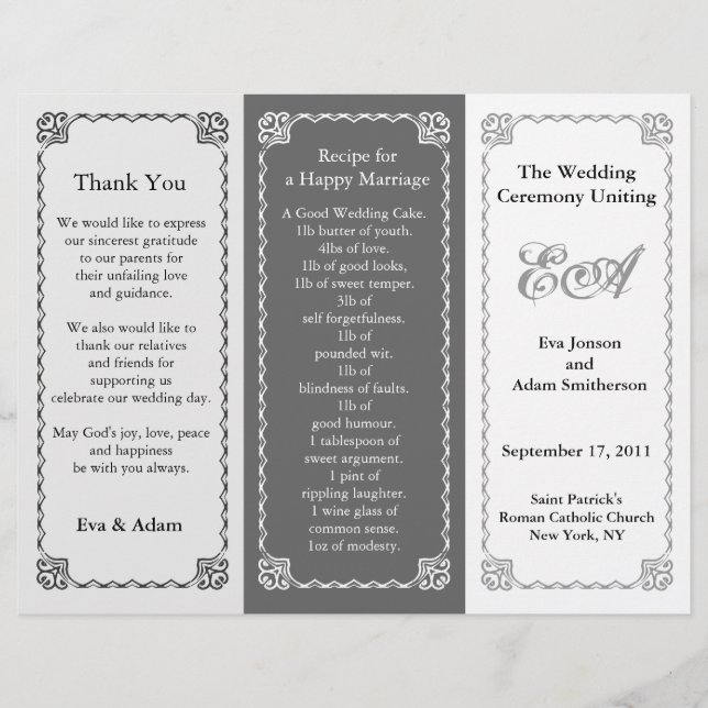 Wedding Program Folder Grey Tint (Front)