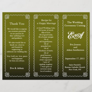Wedding Program Folder Olive Green by pixibition at Zazzle