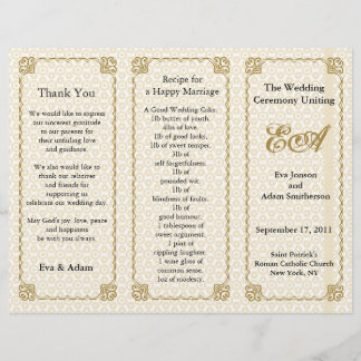 Wedding Program Folder Pattern Gold White