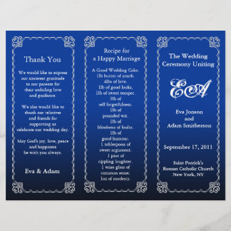 Wedding Program Folder Royal Blue