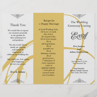 Wedding Program Folder Twirl Amber Grey