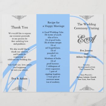 Wedding Program Folder Twirl Blue Grey by pixibition at Zazzle