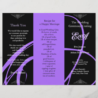 Wedding Program Folder Twirl Purple Black