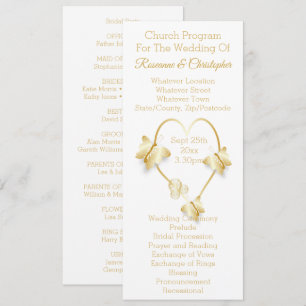Wedding Program Gold Coloured Heart Butterfly